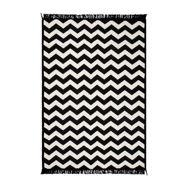 Černo-bílý oboustranný koberec Zig Zag, 160 x 250 cm