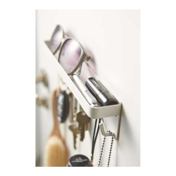 Valge seinale paigaldatav võtmehoidja koos riiuliga Smart - YAMAZAKI-image-3