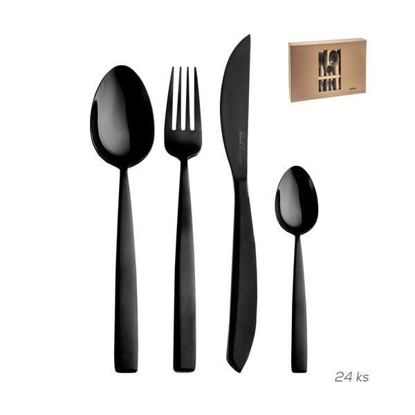 Mustast roostevabast terasest söögiriistad 24 tk Black Luxure - Orion-image-2