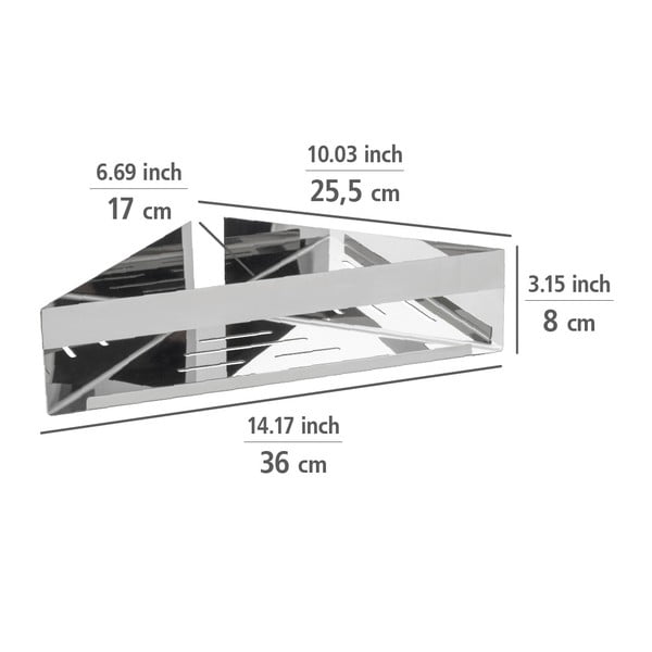 Roostevabast terasest isekinnituv vannitoa nurgariiul, läikiv hõbedane Genova - Wenko-image-3