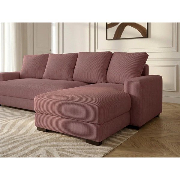 Roosa velvetist diivanvoodi/panipaigaga nurgadiivan (parempoolne nurk/diivanvoodiga) Campi - Bobochic Paris-image-4