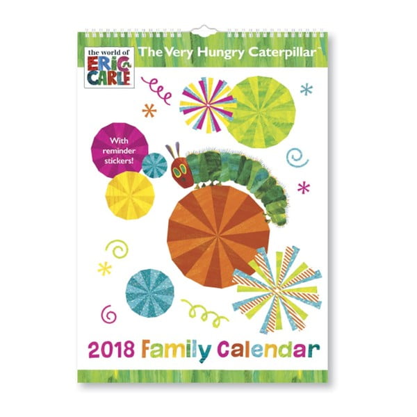 Nástěnný rodinný kalendář pro rok 2018 s lepíky Portico Designs Hungry Caterpillar, A3