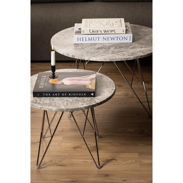 Hall marmoridekooriga ümmargune diivanilaud ø 80 cm Prunus - Actona-image-1