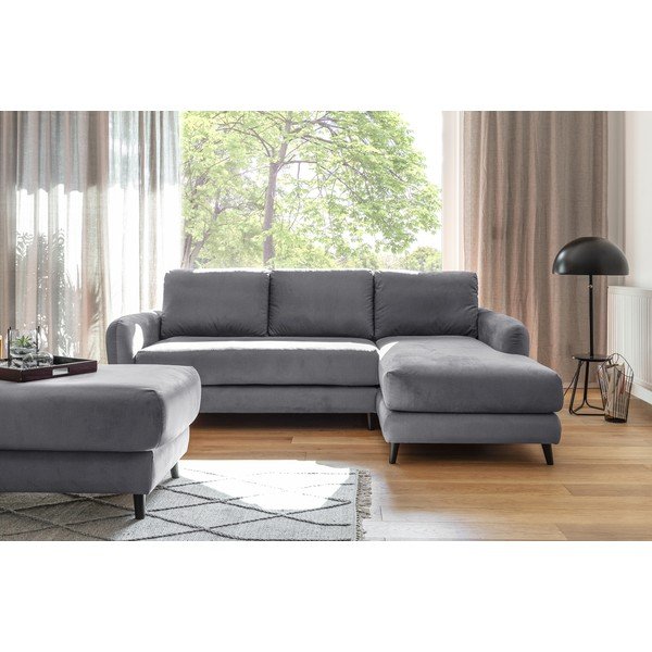 Helehall sametist nurgadiivan koos jalatoega , paremas nurgas Cosy Claire - Miuform-image-2