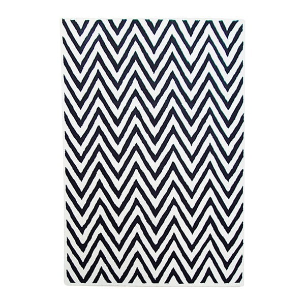 Vlněný koberec Ziggy Ivory Black, 122x183 cm