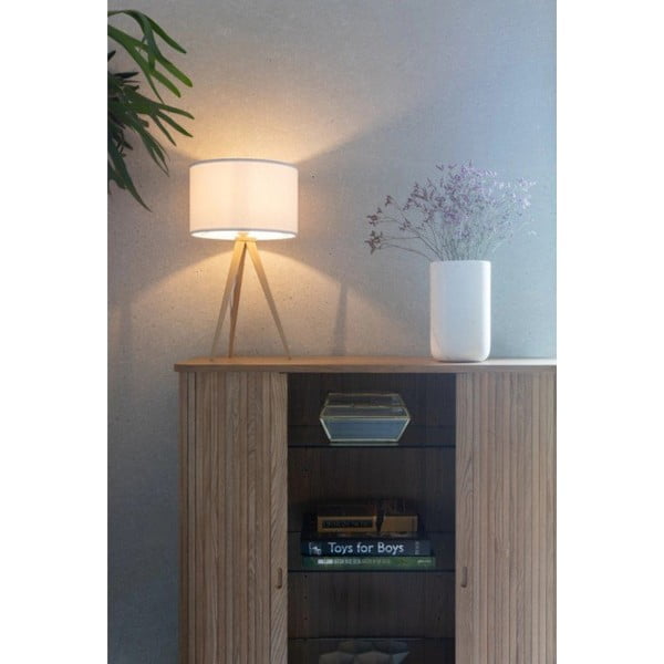 Valge laualamp puidust, ø 28 cm Tripod - Zuiver-image-1