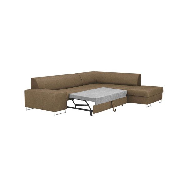 Světle hnědá rohová rozkládací pohovka s nohami ve stříbrné barvě Cosmopolitan Design Orlando, pravý roh-image-4