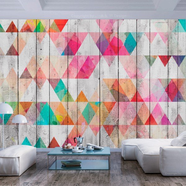 Suureformaadiline tapeet , 400 x 280 cm Rainbow Triangles - Artgeist-image-1