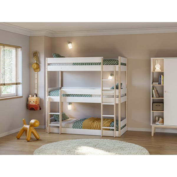 Valge-puiduvärvi laste narivoodi 90x190 cm Valka - Marckeric-image-1