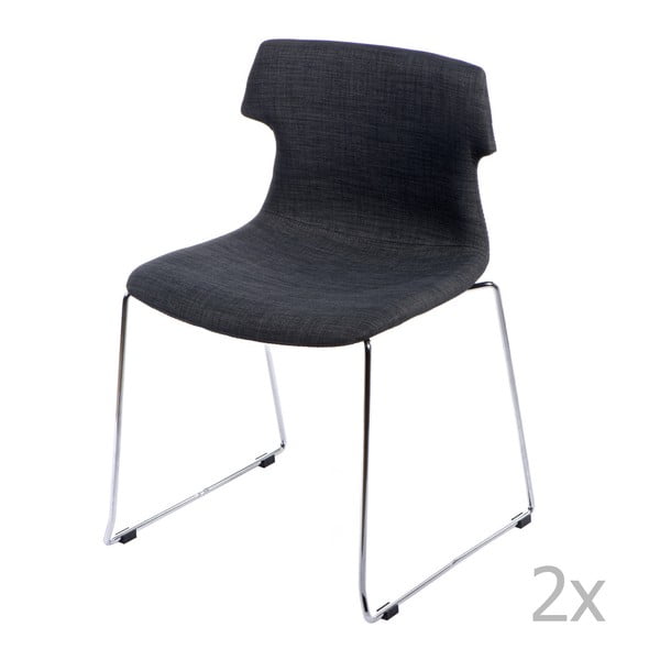 Sada 2 grafitových čalouněných židlí D2 Techno
