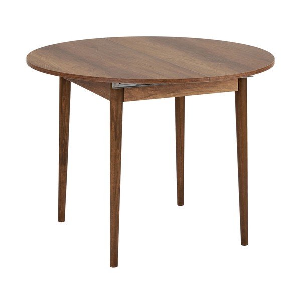 Ümmargune pikendatav söögilaud pähklipuust dekooriga lisapealse pealispinnaga, ø 100 cm Viona - Kalune Design