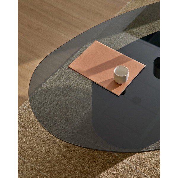 Must kohvilaud klaasist pealispinnaga 81x140 cm Olir - Kave Home-image-2