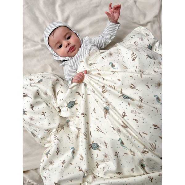 Helekollane orgaanilisest puuvillast beebide voodipesu 70x100 cm Sea Garden - Cam Cam Copenhagen-image-4