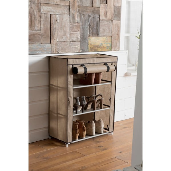 Beežist tekstiilist kolmeastmeline jalatsiriiul Jalatsid - Compactor-image-1