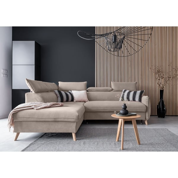 Beež sametist nurgadiivan (vasak nurk) Sweet Harmony - Miuform-image-1