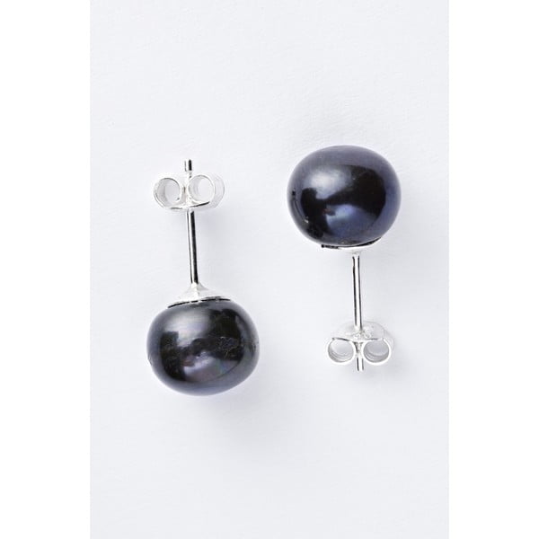 Stříbrné náušnice s černými perlami 11 mm