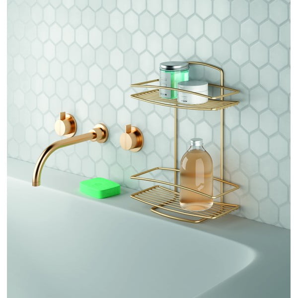 Kuldne terasest vannitoa riiul Onda - Metaltex-image-1