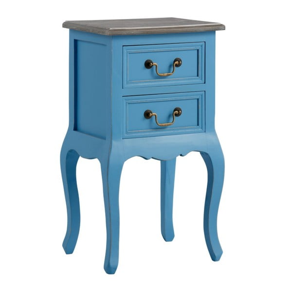 Modrý noční stolek z masivního dřeva se 2 zásuvkami 13Casa Adele