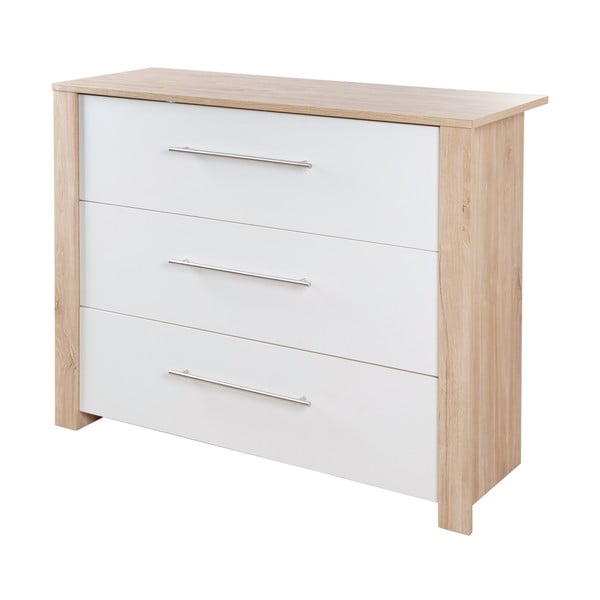 Valge-puiduvärvi tammedekooriga madal kummut koos mähkimislauaga 112x98 cm - Roba-image-2