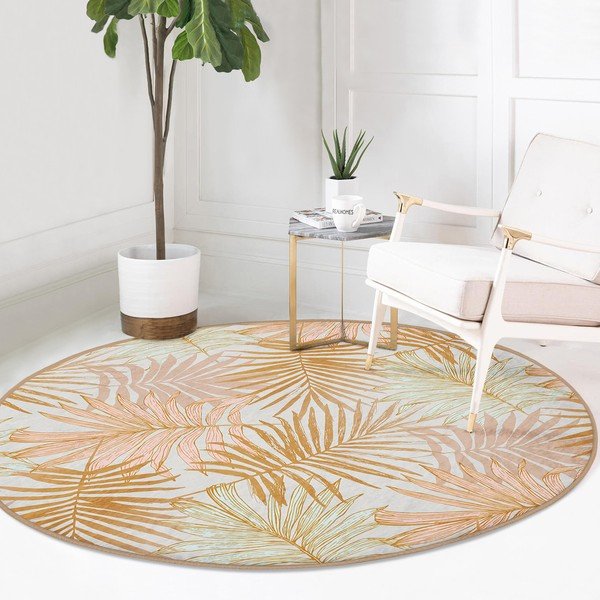 Kollane pestav ümmargune vaip, sobitub robottolmuimejaga ø 80 cm Comfort - Mila Home-image-2
