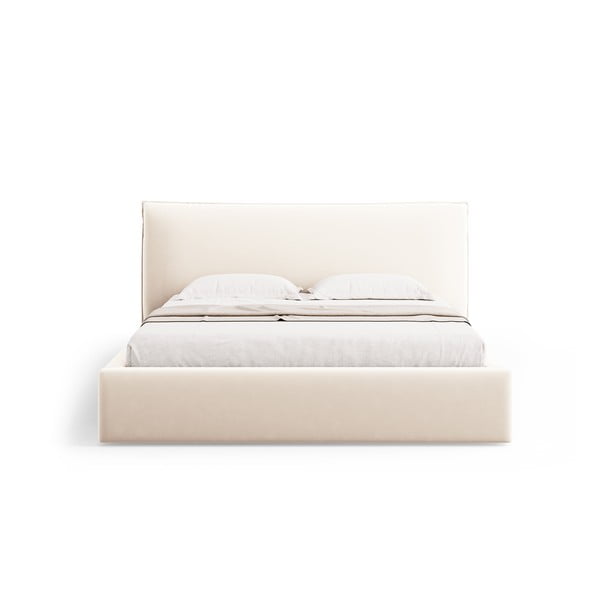 Kreem polsterdatud kaheinimesevoodi koos voodipõhja ja panipaigaga 180x200 cm Elio - Milo Casa-image-2