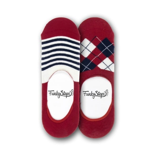 Sada 2 párů nízkých ponožek Funky Steps Reds, velikost 39 – 45