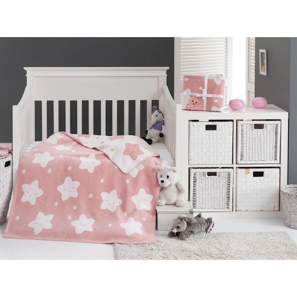 Roosa fliisist beebitekk 100x120 cm Star - Mijolnir-image-1