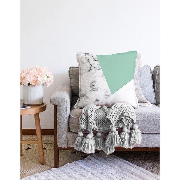 Roheline-hall puuvillase seguga padjapüür Marmor, 55 x 55 cm - Minimalist Cushion Covers-image-2