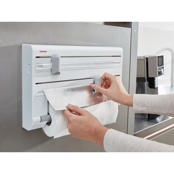 Valge/hõbedane fooliumi- ja majapidamispaberi hoidja seinalekinnituv roostevaba teras Parat – LEIFHEIT-image-2