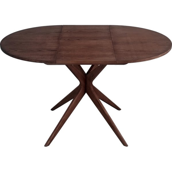 Ümmargune pikendatav söögilaud lisaplaadiga, pähklipuu imitatsiooniga, ø 90 cm Jubi – Ragaba-image-1