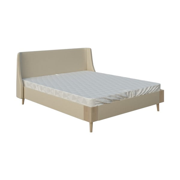 Béžová dvoulůžková postel ProSpánek Lagom Side Soft, 180 x 200 cm