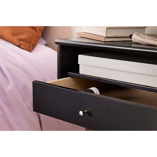 Must rippuv riiulitega öökapp Mistral - Hammel Furniture-image-4