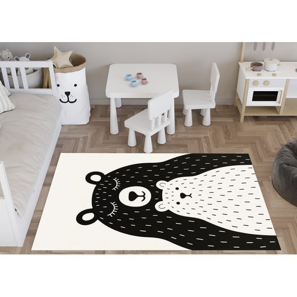Must-valge pestav laste vaip 80x120 cm Bear Family v2 - Vitaus-image-1