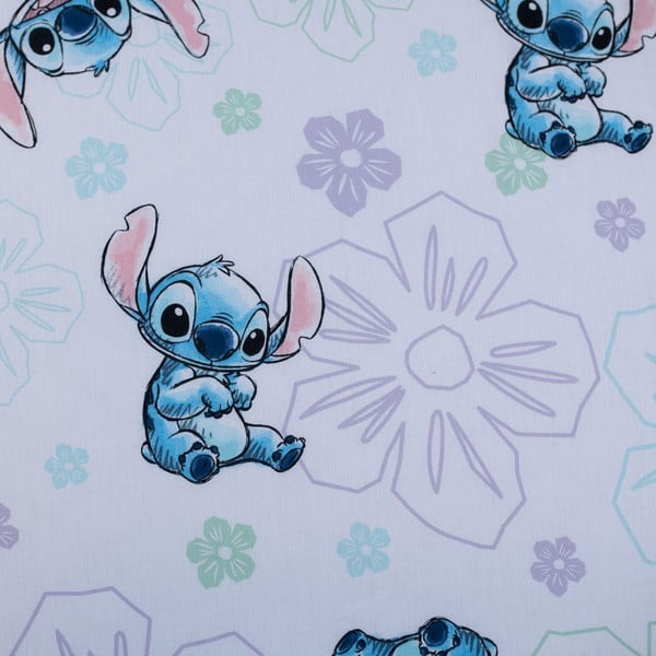 Valge puuvillane laste kummiga lina üheinimesevoodile 90x200 cm Lilo and Stitch "Ohana White" – Jerry Fabrics-image-2