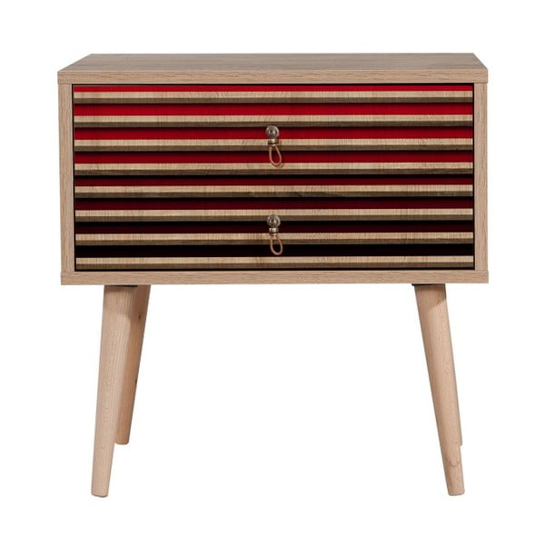 Noční stolek se 2 zásuvkami Two Red Stripes, 40 x 60 cm