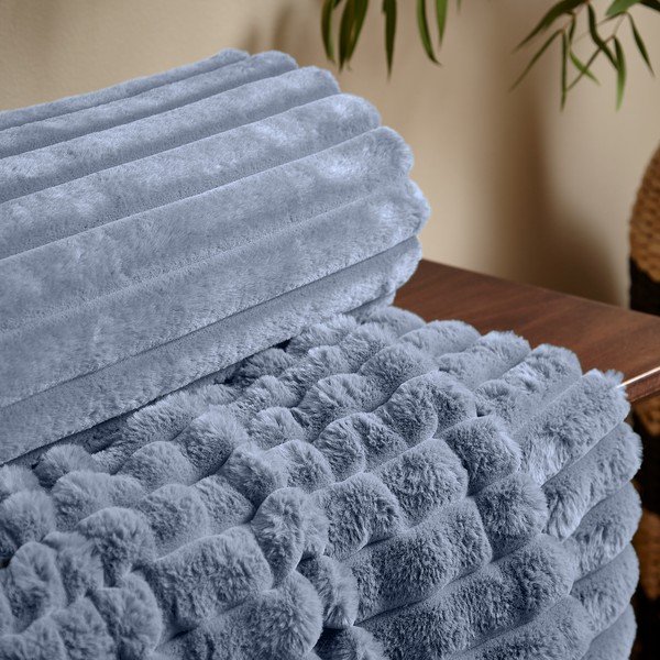 Sinine mikroplüüsist tekk 130x170 cm Cosy Ribbed - Catherine Lansfield-image-2