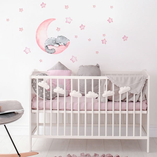 Roosa laste seinakleebised Magic Cat - Ambiance-image-1