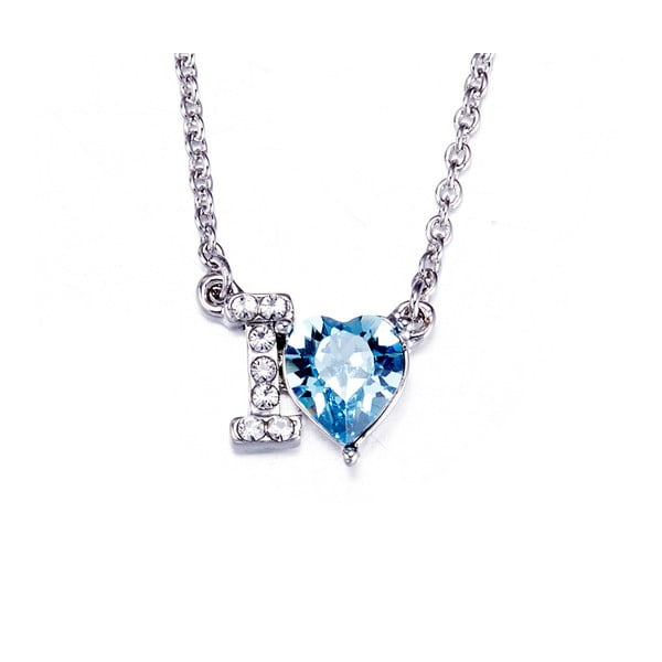 Náhrdelník s modrými krystaly Swarovski Elements Crystals I Love You
