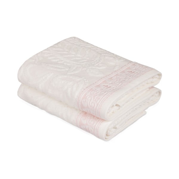 Sada 2 krémových bavlněných ručníků na ruce Catherine, 50 x 90 cm