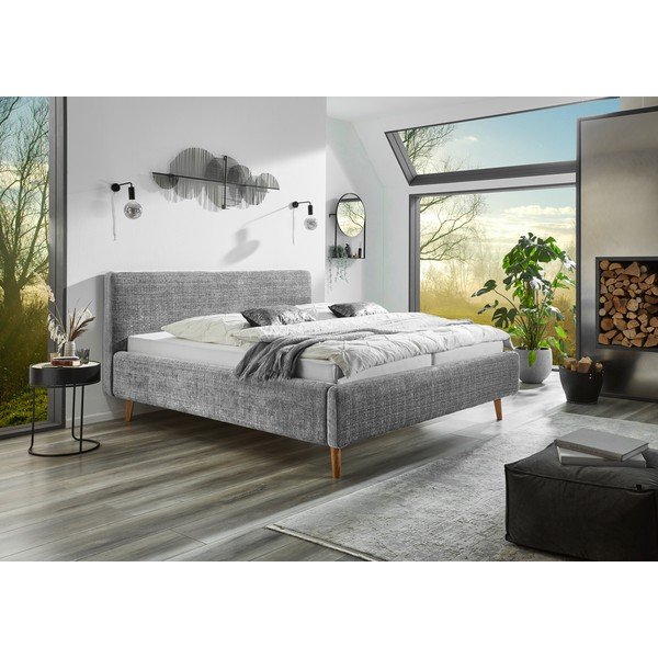 Helehall polsterdatud kaheinimesevoodi koos voodipõhjaga 180x200 cm Primavera - Meise Möbel-image-1