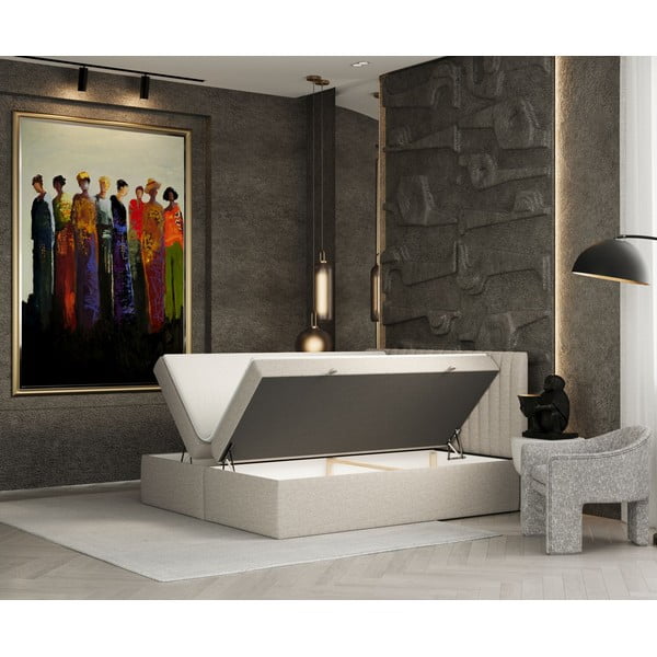 Vedrumadratsiga voodi koos panipaigaga, beež 140x200 cm Spencer - Maison de Rêve-image-2