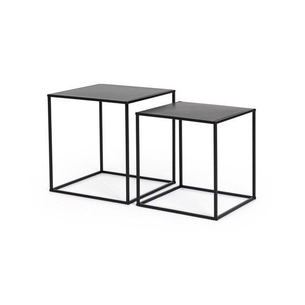 Mustad metallist diivanilauad komplektis 2 tk 38x38 cm Alrik - Yes Everyday