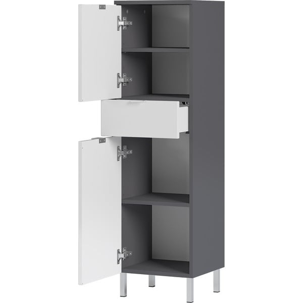 Valge ja hall kõrge vannitoakapp 34x120 cm Mauresa - Germania-image-2