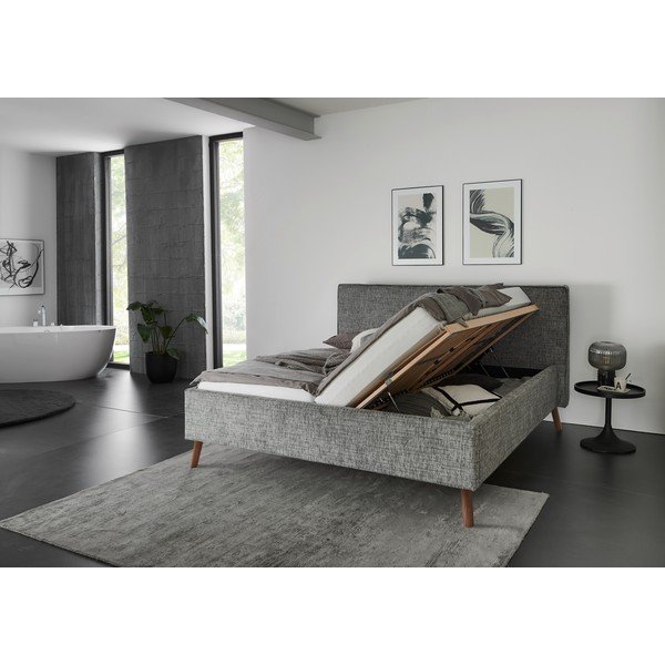 Hall polsterdatud kaheinimesevoodi koos voodipõhjaga 160x200 cm Riva – Meise Möbel-image-3