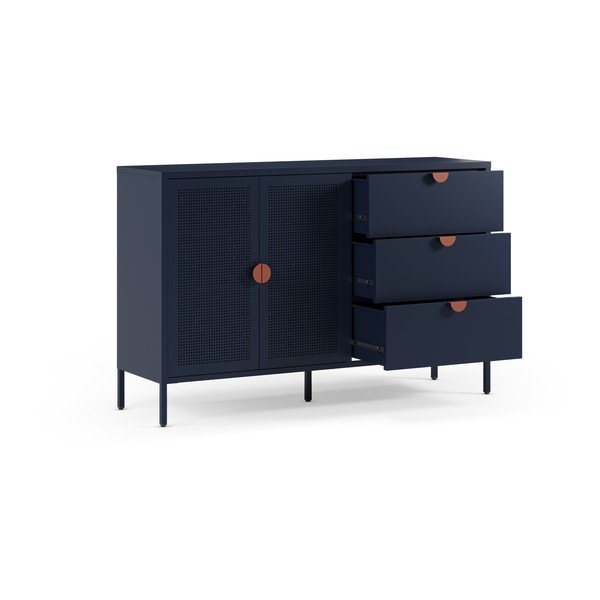 Tumesinine metallist kummut 140x90x40 cm Sayla - Marckeric-image-1