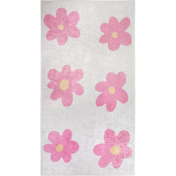 Roosa-elevandiluu värvi pestav laste vaip 160x230 cm Cute Flowers Pink - Vitaus