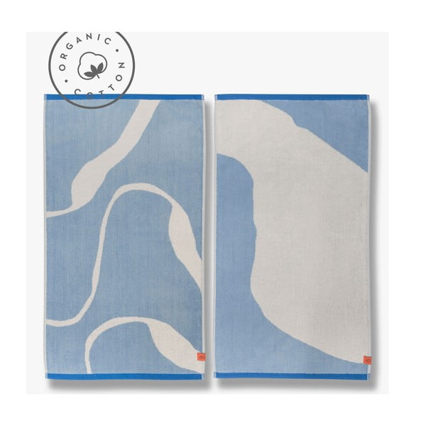Valged ja sinised rätikud 2 tk komplektis orgaanilisest puuvillast 50x90 cm Nova Arte - Mette Ditmer Denmark