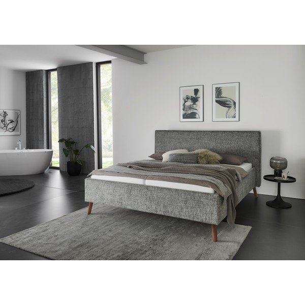 Hall polsterdatud kaheinimesevoodi koos voodipõhjaga 160x200 cm Riva – Meise Möbel-image-1