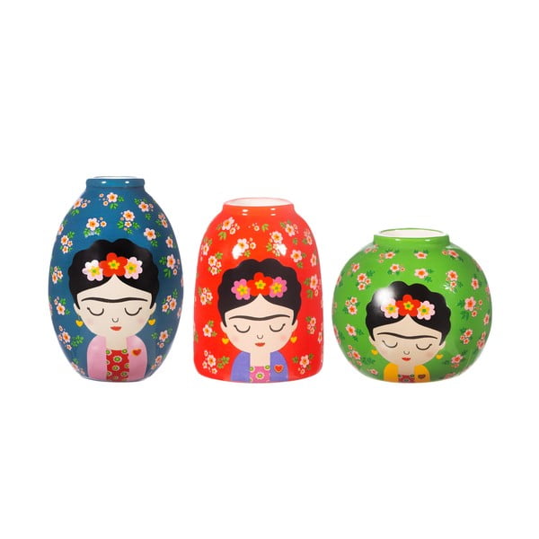Keraamilised vaasid 3tk komplektis (kõrgus 8 cm) Floral Frida - Sass & Belle