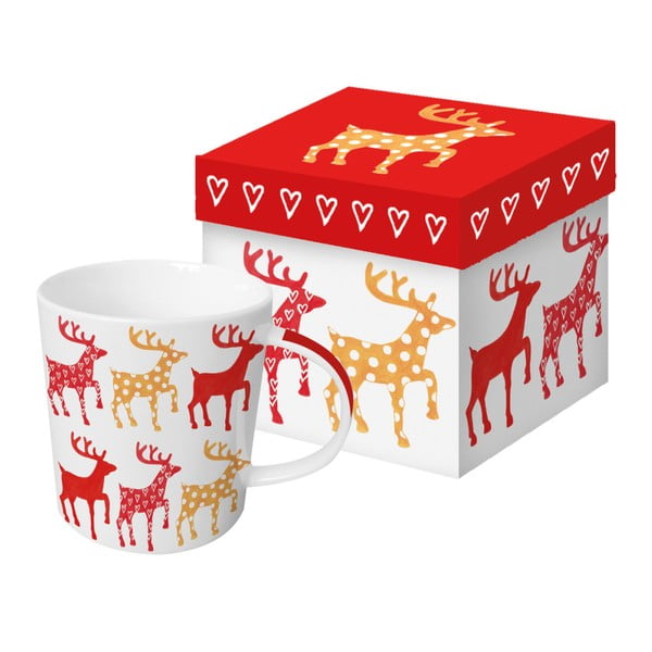 Hrnek z kostního porcelánu s vánočním motivem v dárkovém balení PPD Anneko Deer, 350 ml